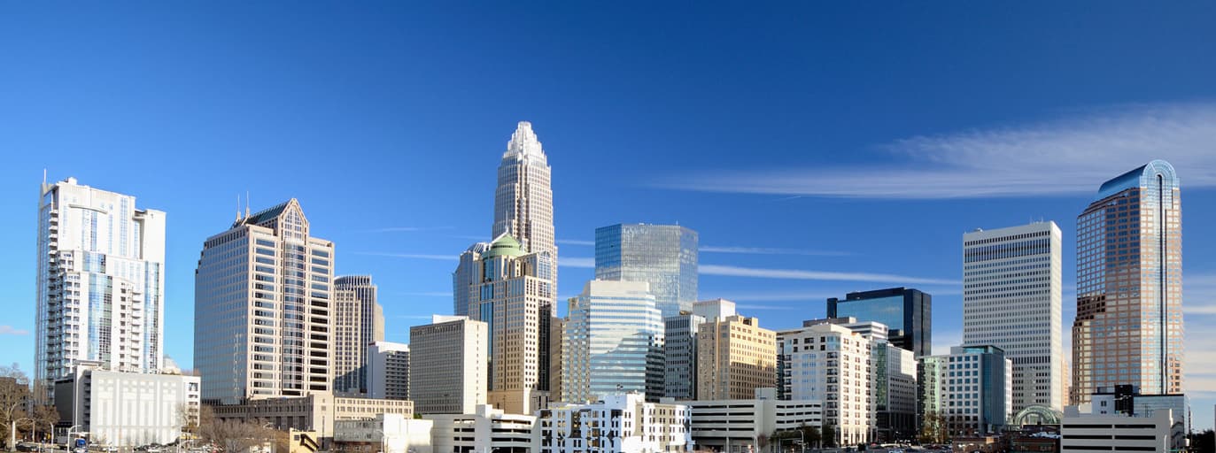 Skyline of city buildings of Charlotte North Carolina 