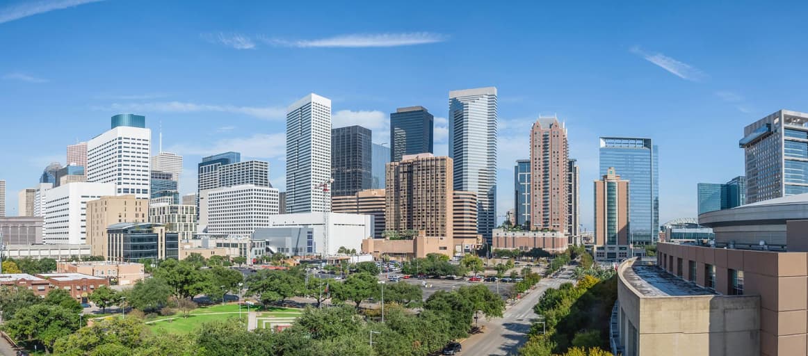 Skyline photo of the downtown city of Houston Texas