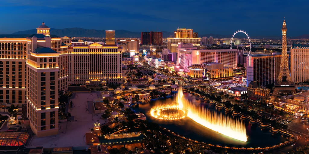 Nighttime view of the Las Vegas Strip in Las Vegas, Nevada