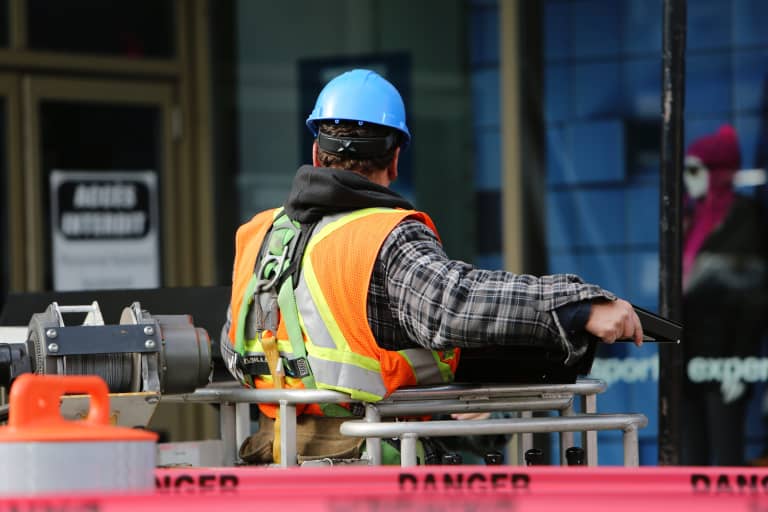 Construction worker working safety wearing ppe